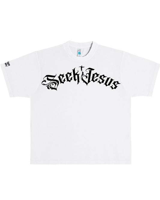 Seek Jesus Oversized Christian Streetwear T-Shirt | Gothic Faith Tee