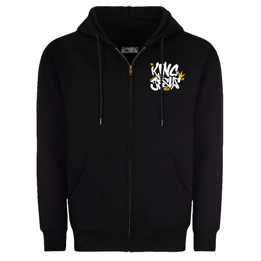 King Jesus Zip-Up Hoodie | Christian Streetwear Oversized Faith Hoodie