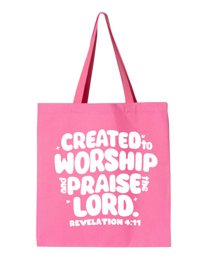 Created to Worship Christian Tote Bag | Revelation 4:11 Faith Gift