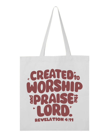 Created to Worship Christian Tote Bag | Revelation 4:11 Faith Gift