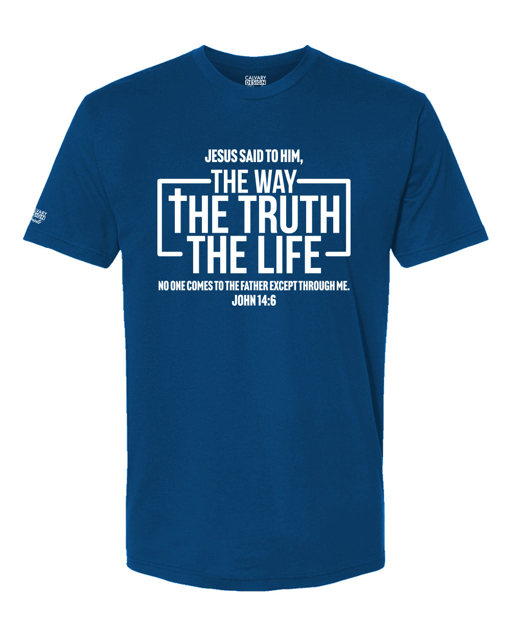 The way the truth the life Christian t shirt John 14 6 black scripture tee in blue