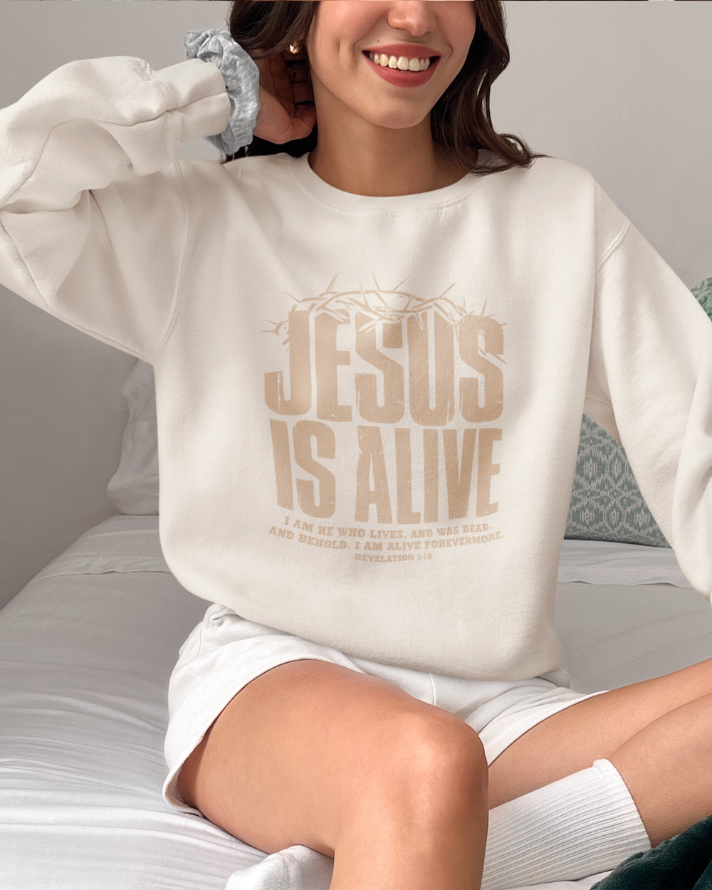 Jesus Is Alive Christian Resurrection Sweatshirt | Revelation 1:18