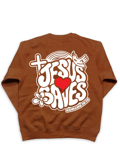 Jesus Saves Crewneck Sweatshirt – Bold Christian Faith Apparel | Romans 10:13