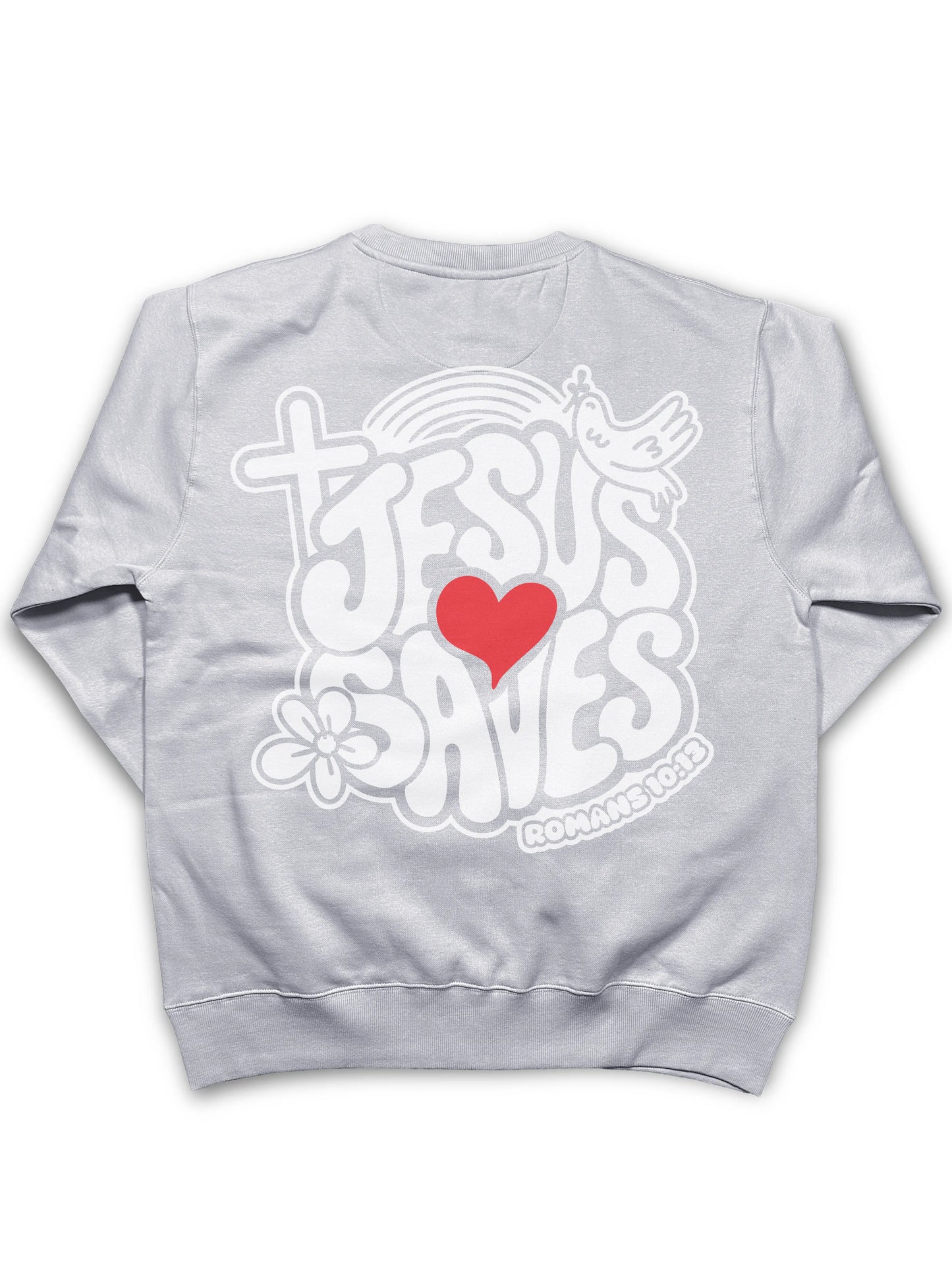 Jesus Saves Crewneck Sweatshirt – Bold Christian Faith Apparel | Romans 10:13