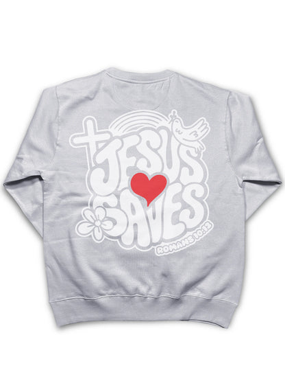 Jesus Saves Crewneck Sweatshirt – Bold Christian Faith Apparel | Romans 10:13