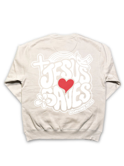 Jesus Saves Crewneck Sweatshirt – Bold Christian Faith Apparel | Romans 10:13