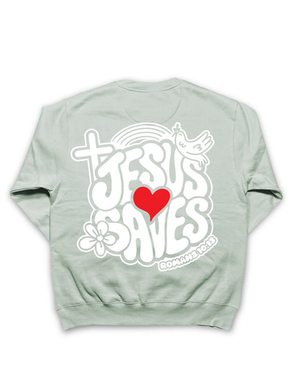 Jesus Saves Crewneck Sweatshirt – Bold Christian Faith Apparel | Romans 10:13