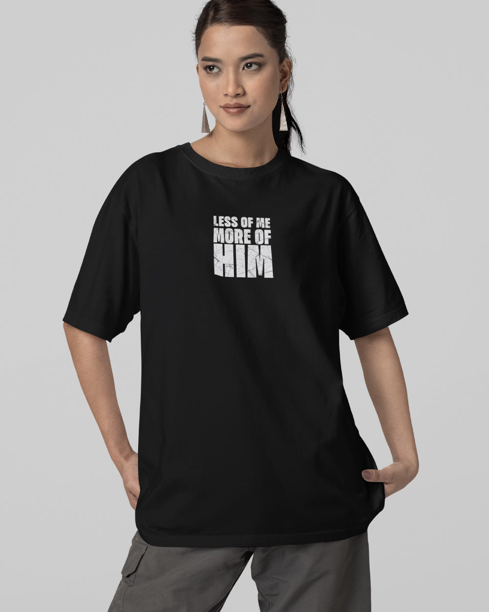 LESS OF ME, MORE OF HIM – John 3:30 Oversized Christian Streetwear Tee