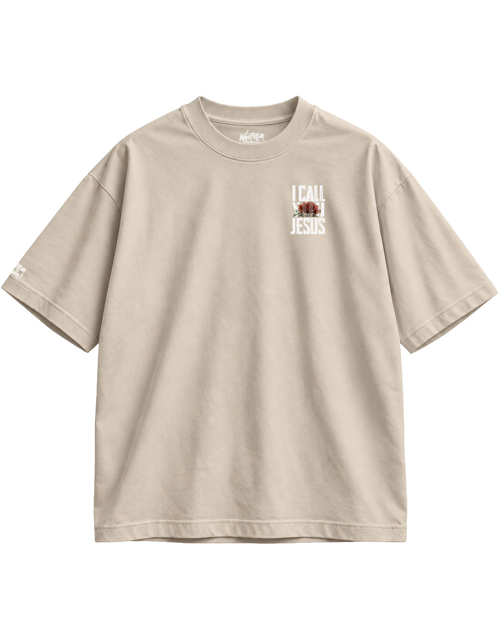 Dead Things Come Alive Oversized Tee in sand, front view – oversized Christian t-shirt