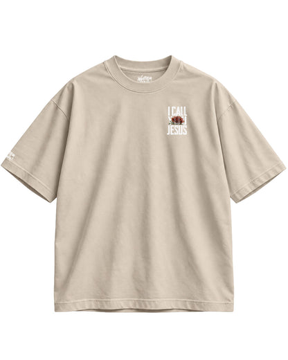 Dead Things Come Alive Oversized Tee in sand, front view – oversized Christian t-shirt