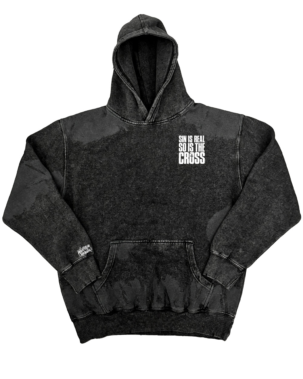 Sin Is Real, So Is the Cross | Black Grunge Heavyweight Hoodie