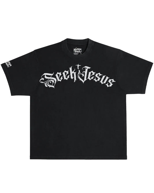 Seek Jesus Oversized Christian Streetwear T-Shirt | Gothic Faith Tee