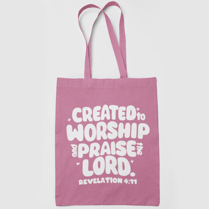 Created to Worship Christian Tote Bag | Revelation 4:11 Faith Gift