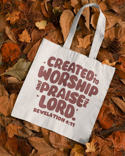 Created to Worship Christian Tote Bag | Revelation 4:11 Faith Gift