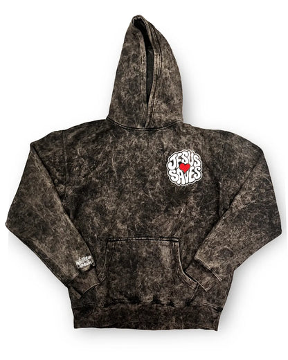 Jesus Saves Mineral Wash Hoodie – Premium Christian Streetwear | Romans 10:13