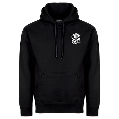 minimalist style hoodie design that says Child of God in the front on the left side