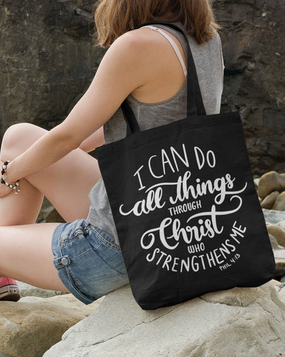 I Can Do All Things Through Christ Tote Bag | Philippians 4:13 Faith Gift