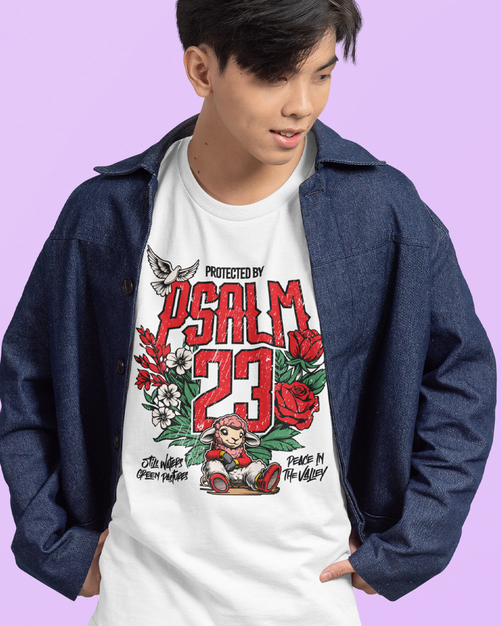 Protected by Psalm 23 Christian Streetwear T-Shirt – Faith & Scripture Graphic Tee