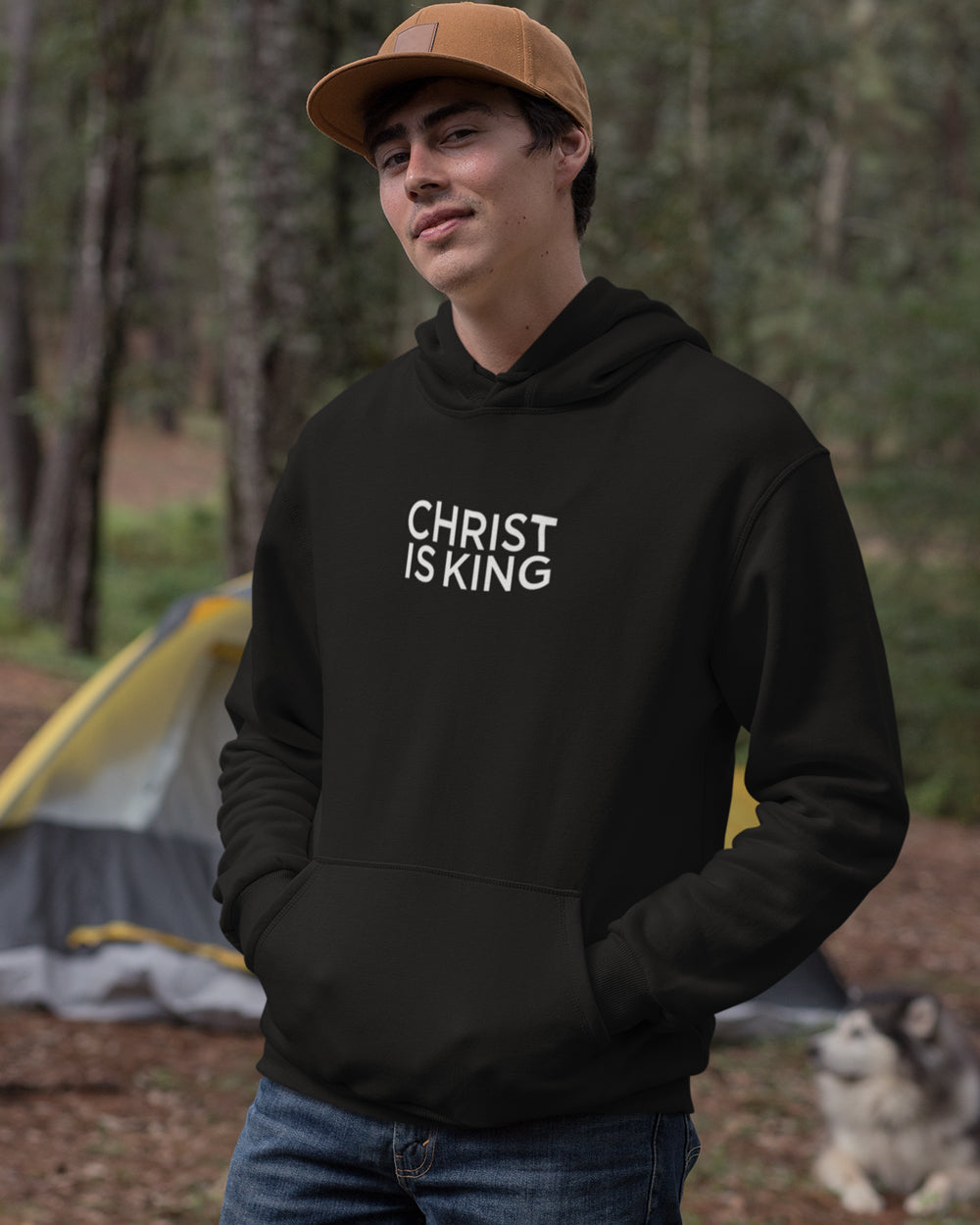 Christ is King – Minimalist Fleece-Lined Black Hoodie
